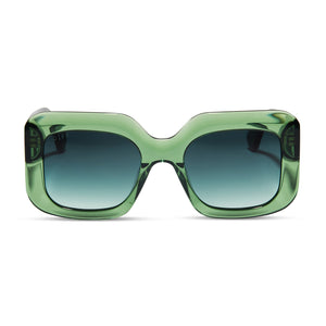 diff eyewear giada rectangular sunglasses with a sage crystal acetate frame and g15 gradient lenses front view