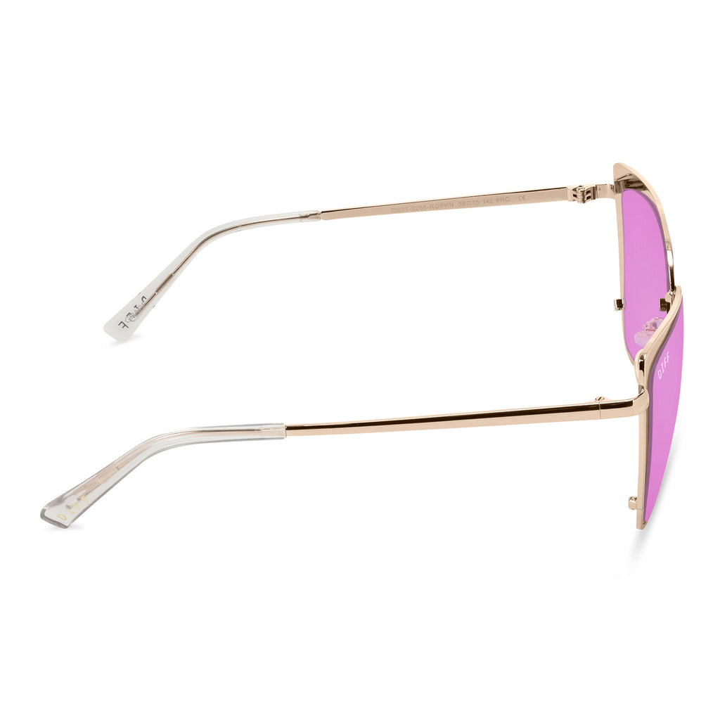 Grace Cateye Sunglasses Rose Gold Pink Mirror Diff Eyewear