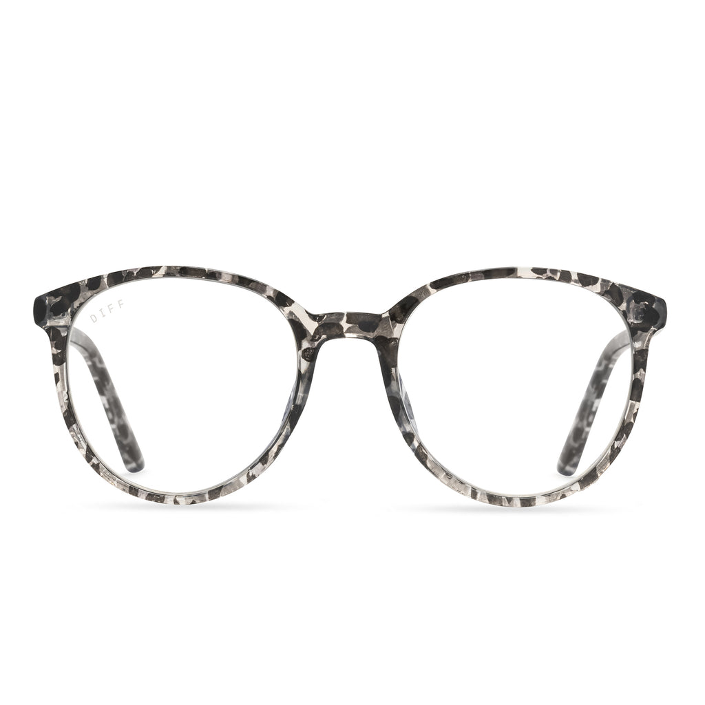 Jeanne Round Glasses Clear Leopard & Blue Light DIFF Eyewear