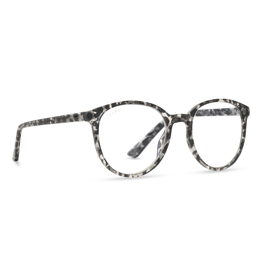 Jeanne Round Glasses Clear Leopard & Blue Light DIFF Eyewear