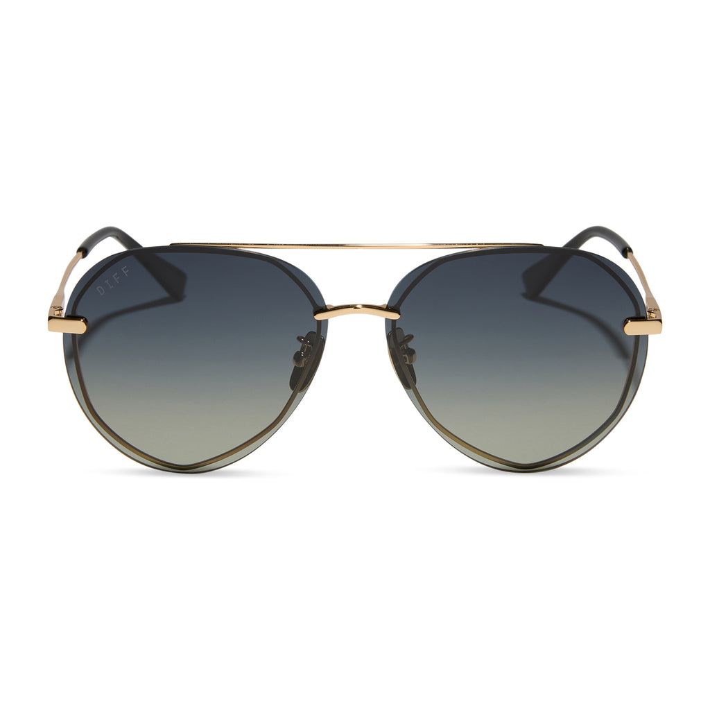 Lenox Aviator Sunglasses | Gold, Black & Grey Gradient Polarized