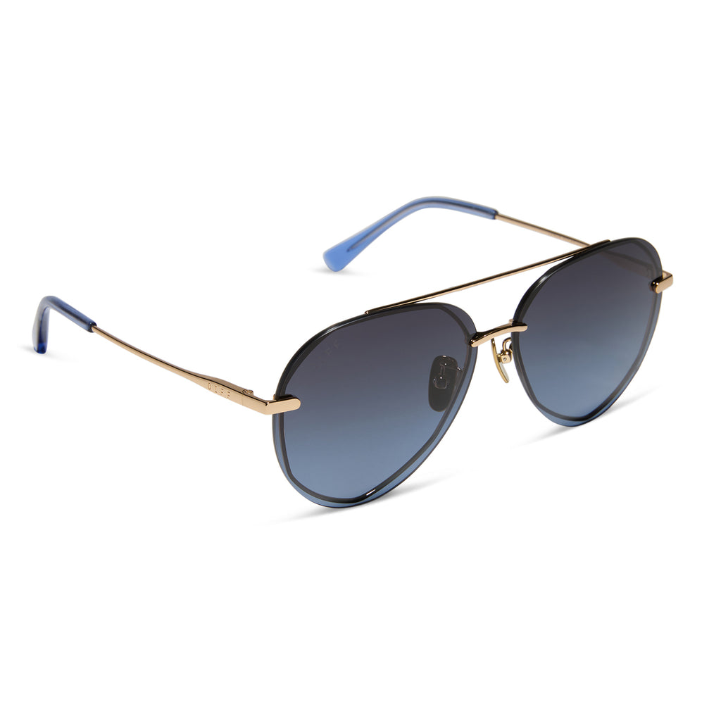Lenox Aviator Sunglasses Gold Blue Gradient Polarized Lenses