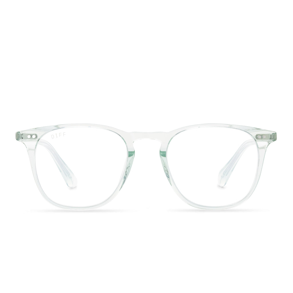 Maxwell Square Glasses Soft Lagoon Crystal & Clear Diff Eyewear