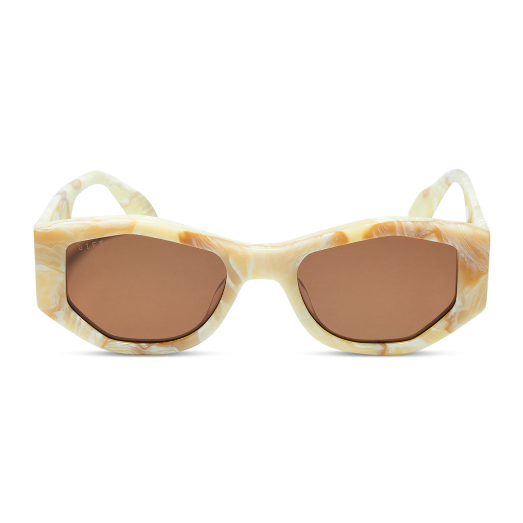 Zoe Oval Sunglasses Milk N Honey & Brown DIFF Eyewear