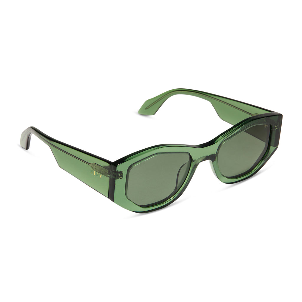 Zoe Oval Sunglasses Sage Crystal & G15 DIFF Eyewear