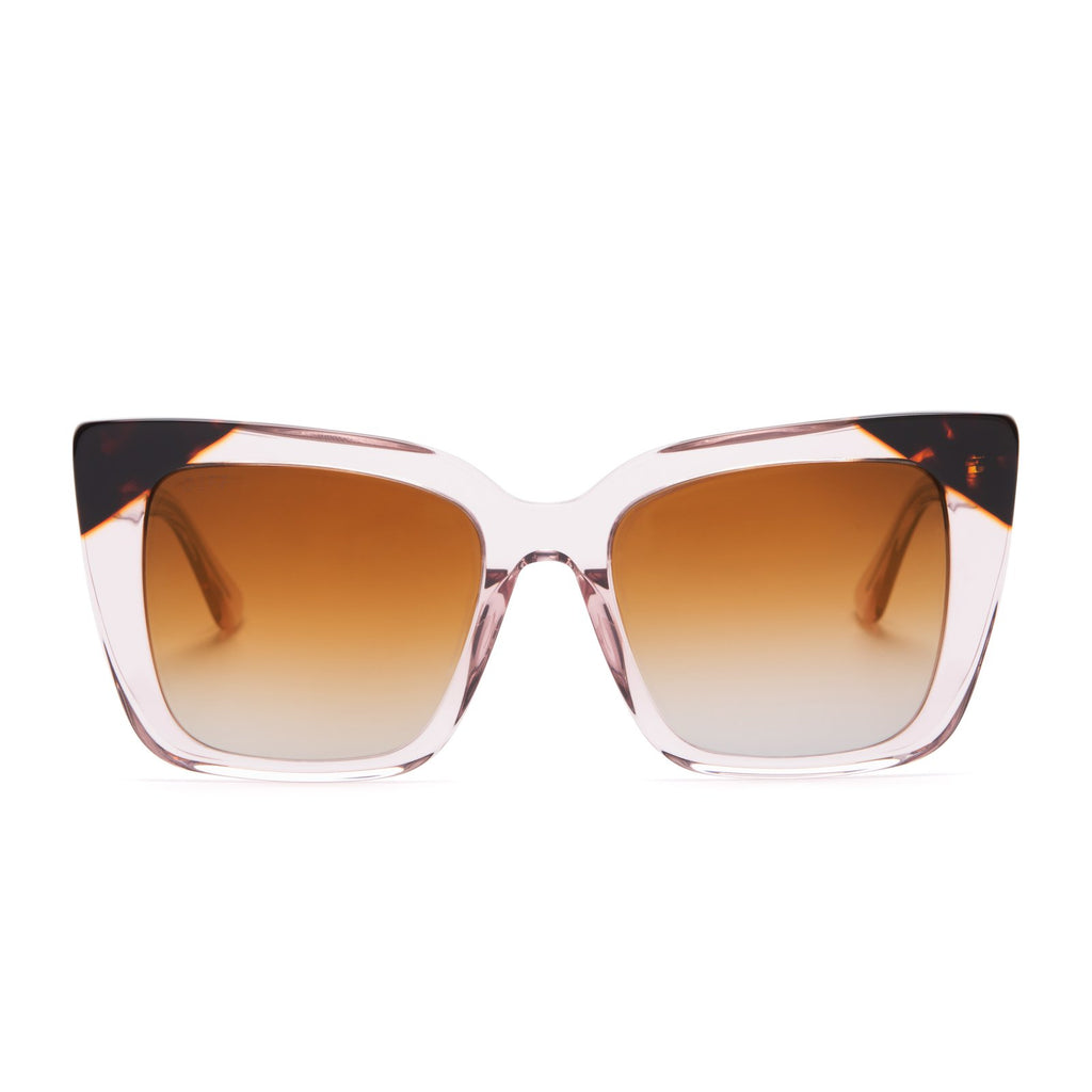 Lizzy Cat Eye Sunglasses Light Pink Crystal & Brown Gradient DIFF