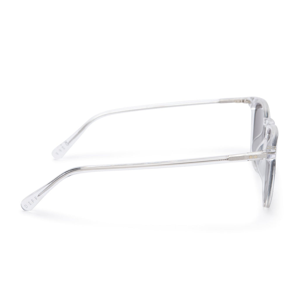 Maxwell Square Sunglasses | Clear Crystal & Grey Mirror Polarized