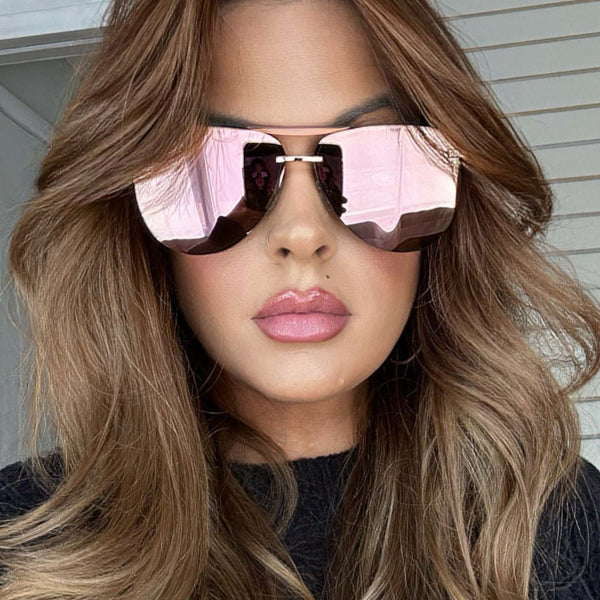 tahoe - rose gold + cherry blossom mirror sunglasses 1