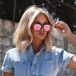 Meredith Square Sunglasses | Himalayan Tort & Pink Mirror | DIFF