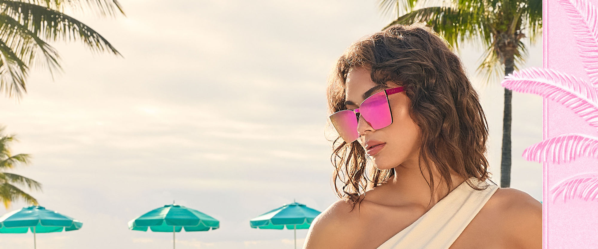 Brunette and blonde model wearing pink pastel outfits and mirrored aviator sunglasses and pastel pink sunglasses