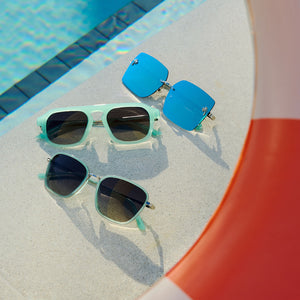 Jena Sims Rookie Square Sunglasses | Bronco Blue & Teal Mirror