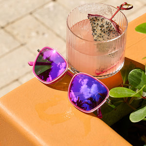 希少　magmaglass Pink/Purple Two-Tone Jena Sims Hope Cateye Sunglasses | Hot Pink & Hot Pink Mirror