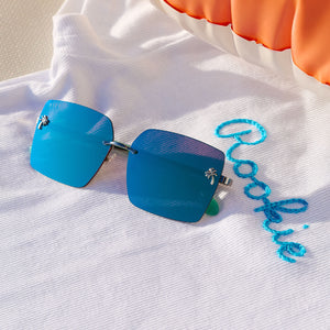Jena Sims Rookie Square Sunglasses | Bronco Blue & Teal Mirror