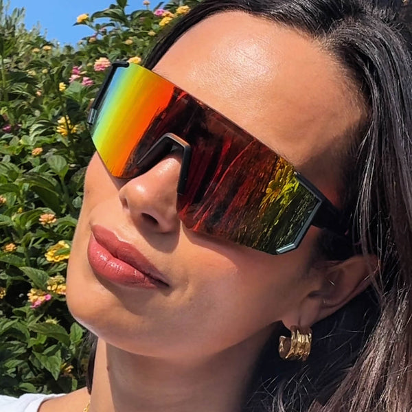heat - matte black + rainbow mirror + polarized sunglasses 1
