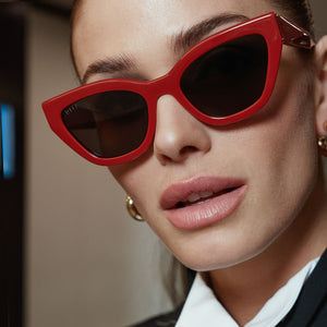 Devil Wears Prada Emily Cateye Sunglasses | Red & Grey | DIFF Eyewear