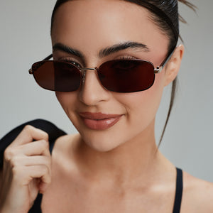 Rachael Kirkconnell Trinity Sunglasses | Brown + Gold | DIFF Eyewear