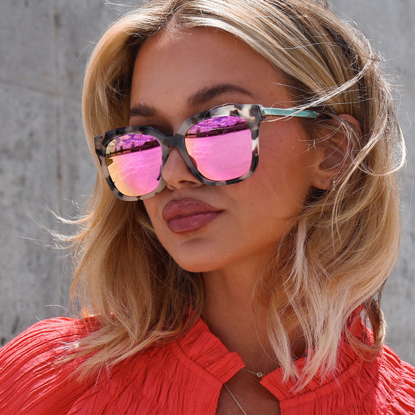 bella - cream tortoise + pink mirror sunglasses 6