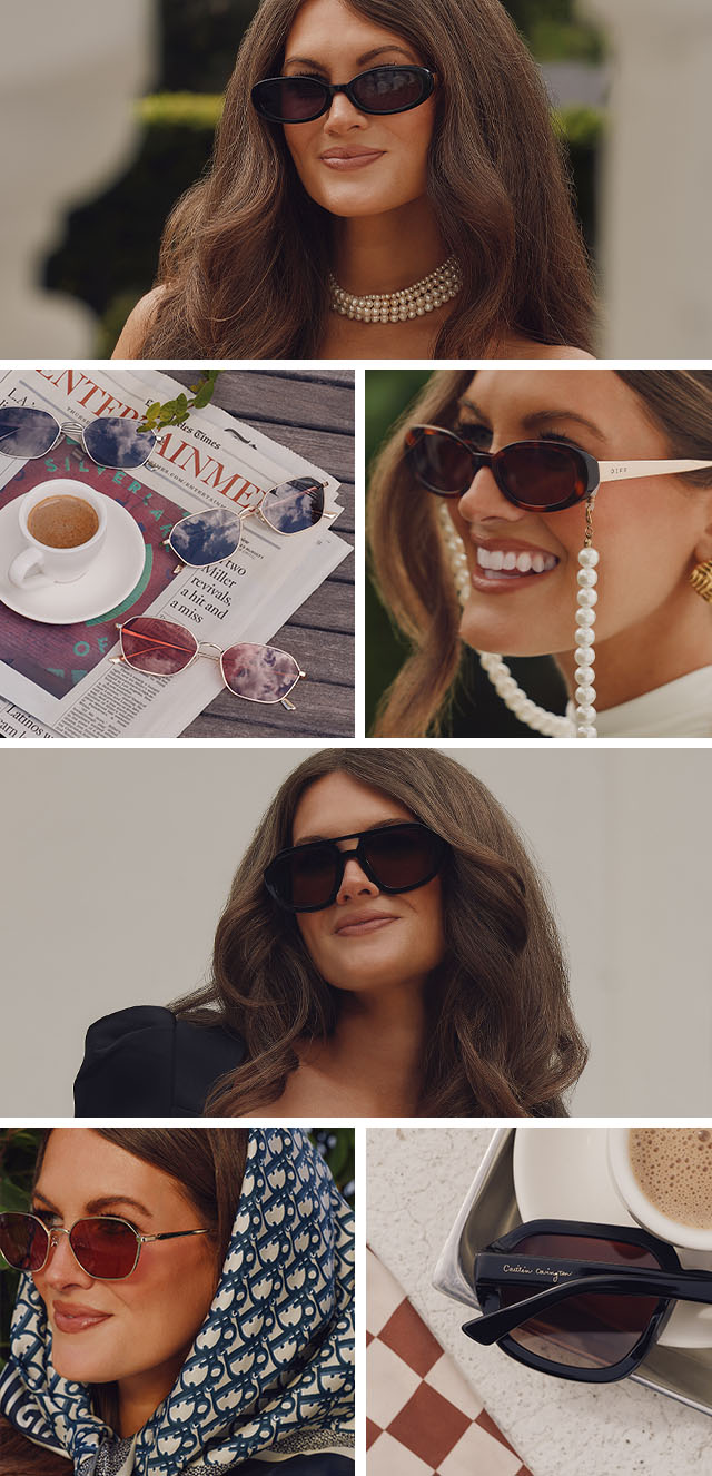 caitlin covington x diff eyewear collage of her and her sunglasses by diff eyewear