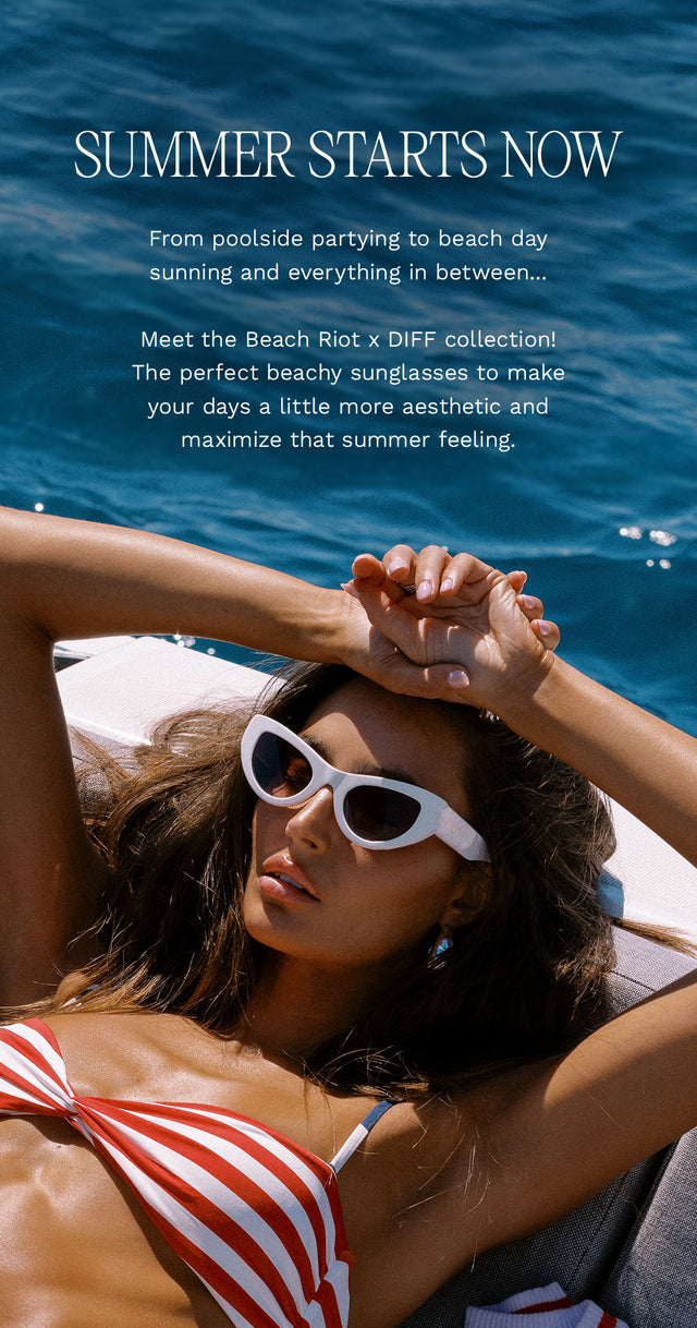 woman relaxing on a boat wearing diff eyewear x beach riot the mesa sunglasses in white