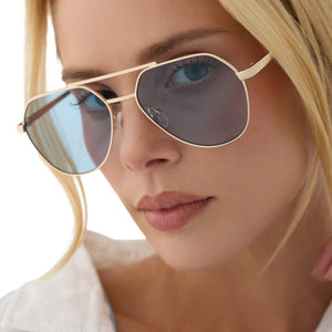 Beach Riot The Reserve Sunglasses | Gold & Blue Tint | DIFF  display picture 1