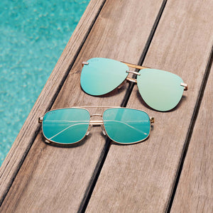Charley Navigator Sunglasses | Gold & Dew Drop Mirror | DIFF Eyewear