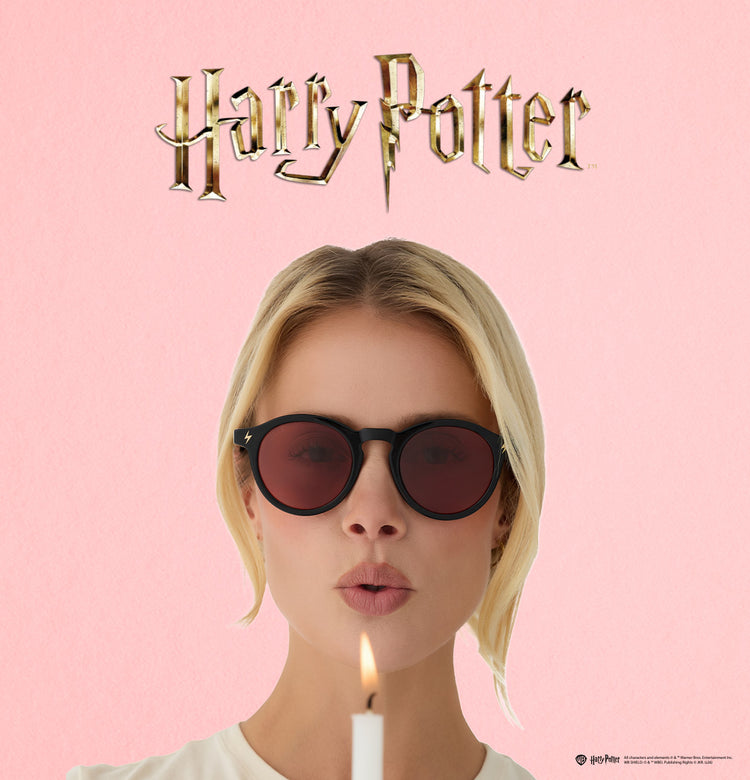 DIFF x Harry Potter collaboration Harry Potter Birthdae banner with woman blowing out a candle