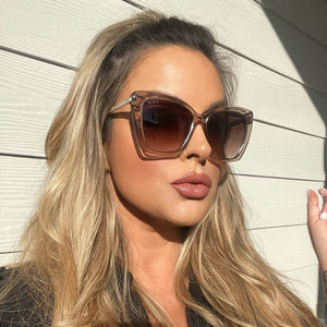 Becky IV Cat Eye Sunglasses | Clear Crystal & Brown Gradient  display picture 1