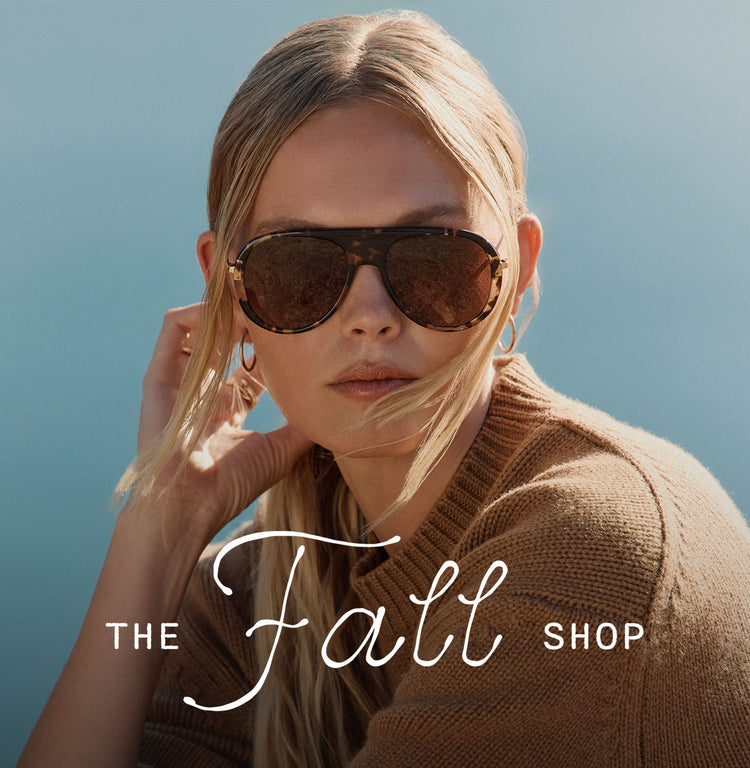 The Fall Shop 3 women wearing fall colored cardigans and diff eyewear sunglasses