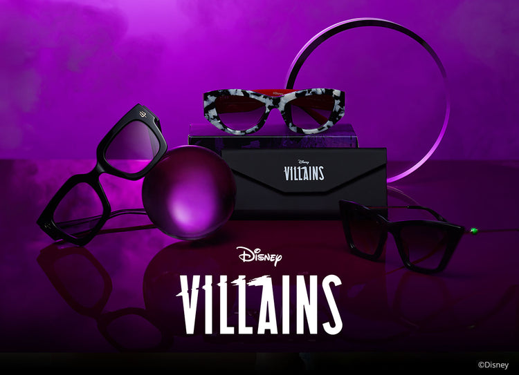 Purple background with disney villains sunglasses