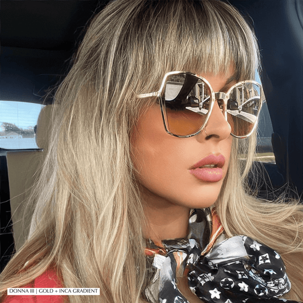 donna iii - brushed gold + taupe rose gradient sunglasses 6