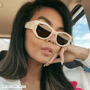 Zoe Oval Sunglasses | Espresso Tort & Grey | DIFF Eyewear display picture 2