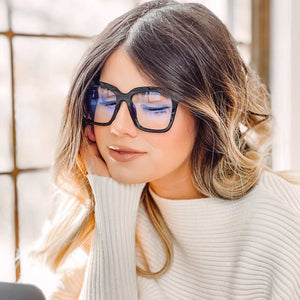 Bella Square Glasses | Matte Black | DIFF Eyewear