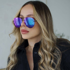 Lenox Aviator | Eyewear Lenses | & Purple Mirror Sunglasses DIFF Matte Black