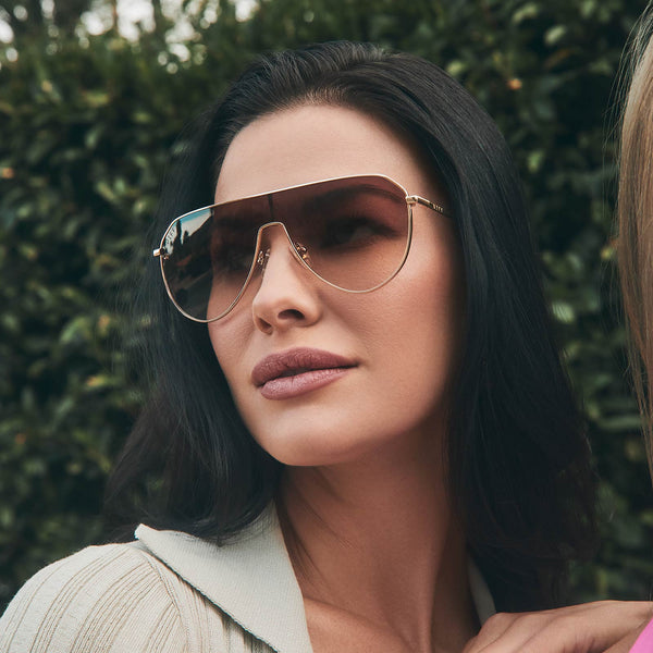 dash shield - gold + brown gradient sunglasses 6