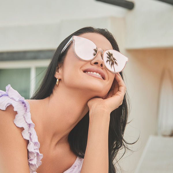 gemma - opalescent pink + cherry blossom mirror sunglasses 5