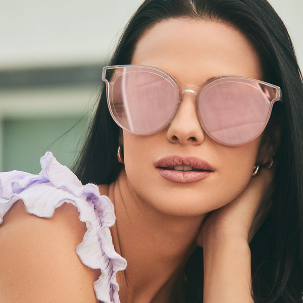 gemma - opalescent pink + cherry blossom mirror sunglasses 1
