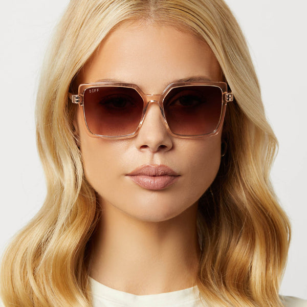 esme - vintage rose crystal + brown gradient sunglasses 7