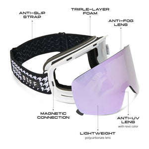 Frost Goggles | Houndstooth & Lilac Mirror | DIFF Sport – DIFF Eyewear