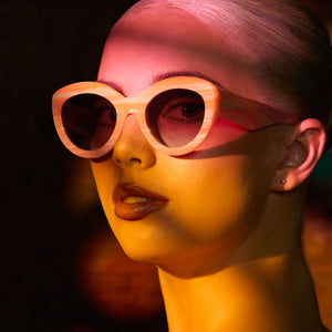DIFF x Wednesday (Enid) Sunglasses Wednesday Cat Eye Sunglasses | Orange Pink Stripe & Wine  main image 2