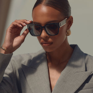 Isabella Square Sunglasses | Black & Grey Polarized | DIFF Eyewear