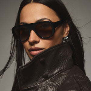 Morgan Shield Sunglasses | Black & Brown | DIFF Eyewear display picture 1