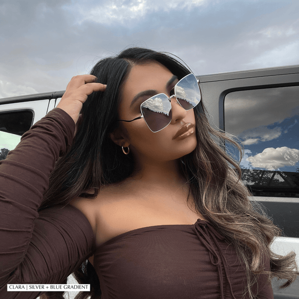 clara - gold + grey + polarized sunglasses 7