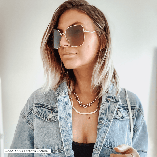 clara - gold + grey + polarized sunglasses 6