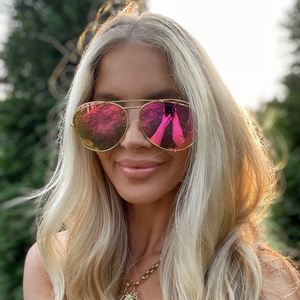 Koko Aviator Sunglasses l Gold Pink Mirror l DIFF Charitable
