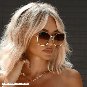 Donna III Square Sunglasses | Gold & Brown Gradient  display picture 1