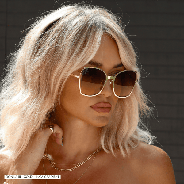 donna iii - brushed gold + taupe rose gradient sunglasses 7