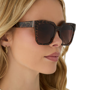 Ariana Square Sunglasses | Animal & Brown Gradient | DIFF Eyewear