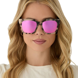 Ariana Square Sunglasses | Cream Tort & Pink Mirror | DIFF Eyewear