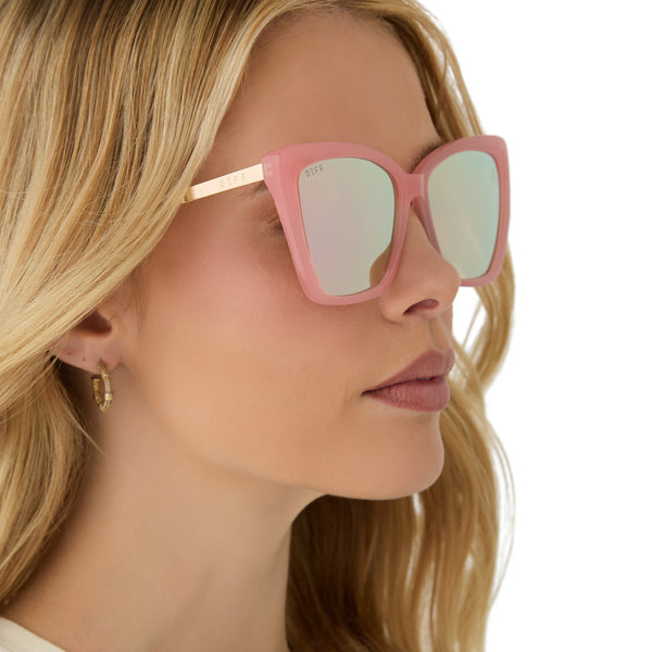 becky ii - peach + cherry blossom mirror sunglasses 1