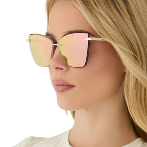 Becky V Cateye Sunglasses | Gold & Peach Mirror | DIFF Eyewear display picture 3